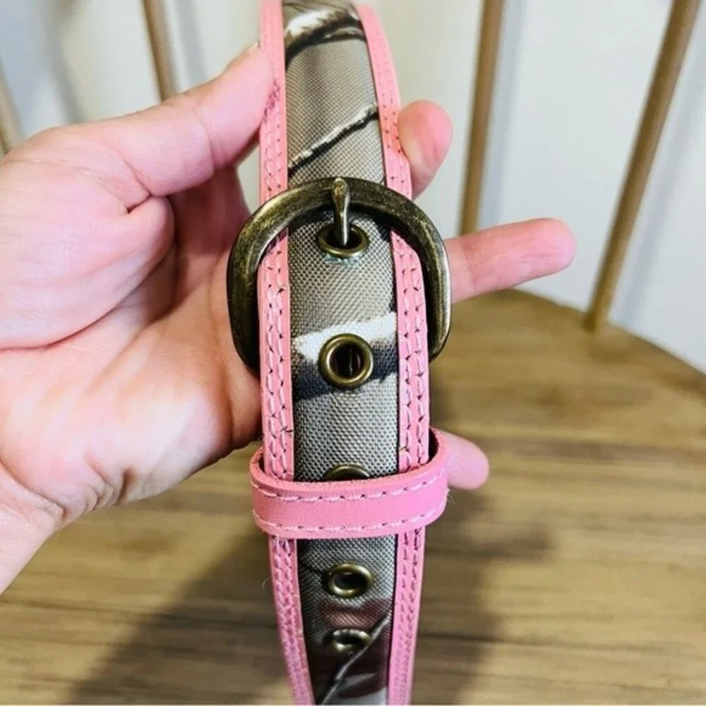 Girl’s Camo/Pink Trimmed Genuine Bonded Leather Belt in Size Medium
